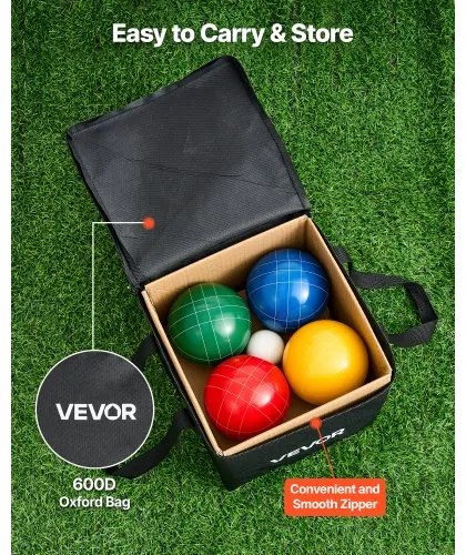 VEVOR Bocce Ball Set Bocce Ball Game Set 107 mm 8 Resin Balls 4 Colors for Beach