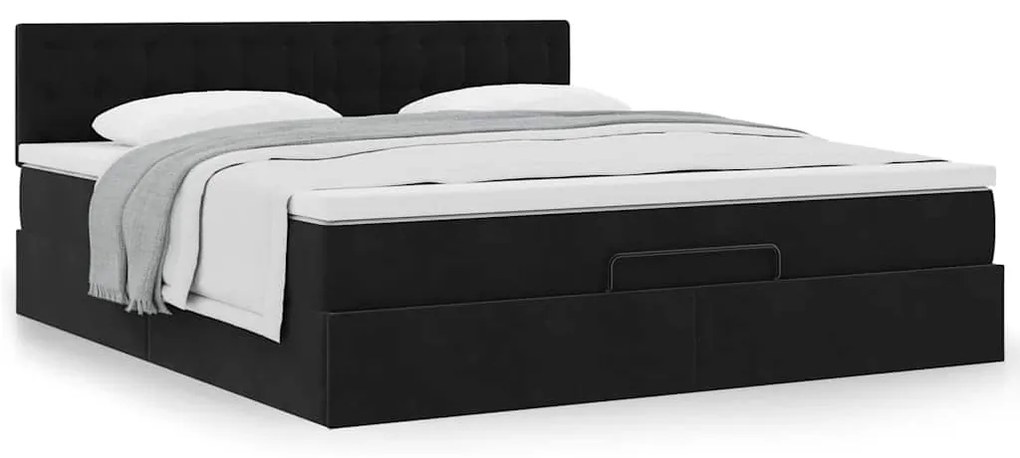 vidaXL Οθωμανικό κρεβάτι με στρώμα Μαύρο 160x200cm Velvet