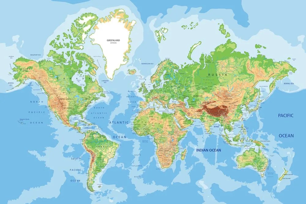 Εικόνα σε έναν κλασικό παγκόσμιο χάρτη από φελλό - 120x80  wooden