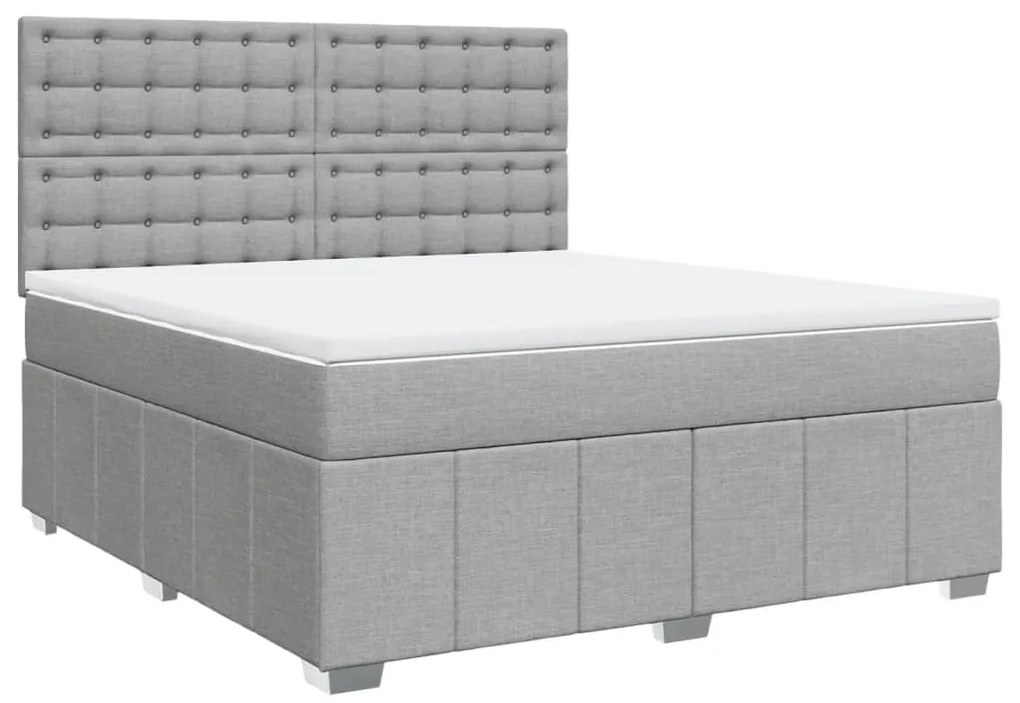 vidaXL Κρεβάτι Boxspring με Στρώμα Ανοιχτό Γκρι 180x200 εκ. Υφασμάτινο