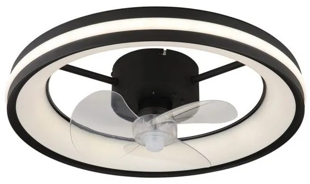 Ανεμιστήρας Οροφής LED 30W Μαύρο-Διάφανο 3CCT Φ49,5 Gatian Globo Lighting-3651-Μαύρο-Λευκό 03651