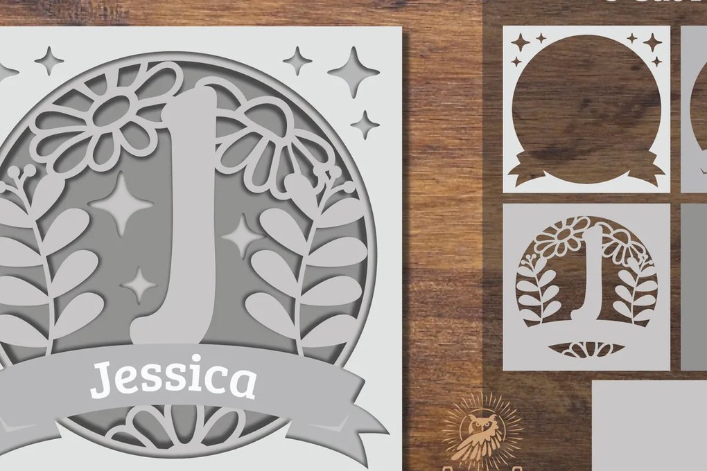 Σετ των 2 Intra απο ξύλο plywood 3mm-4mm πάχος - Floral Alphabet Shadow Box - Letter J Δίασταση 25x25 cm INTRAFABR-92886730