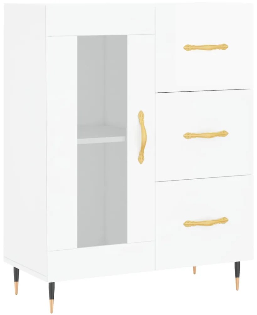 vidaXL Ντουλάπι Γυαλιστερό Λευκό 69,5x34x90 εκ. Επεξεργασμένο Ξύλο