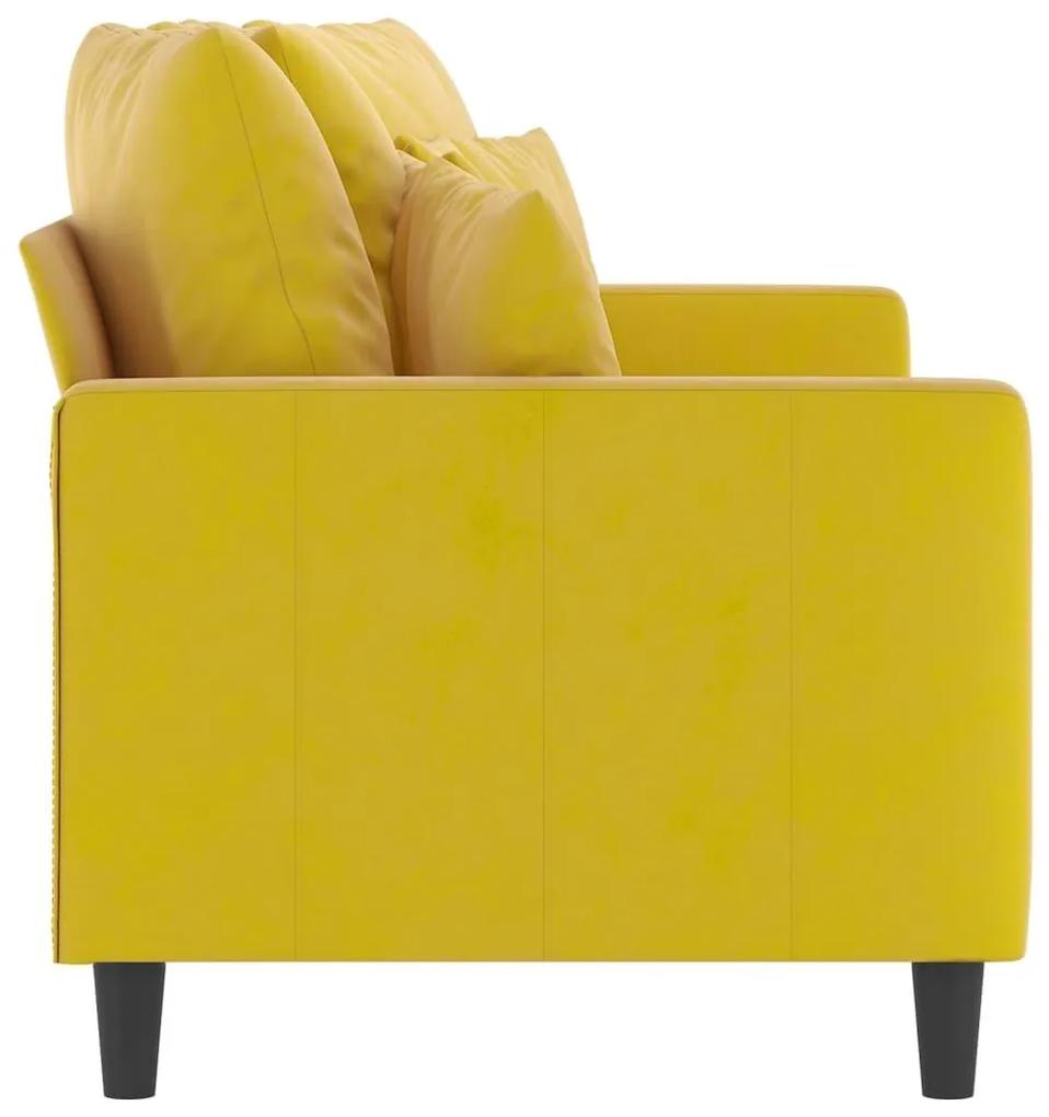 Καναπές Διθέσιος Κίτρινος 140 εκ. Βελούδινος - Κίτρινο