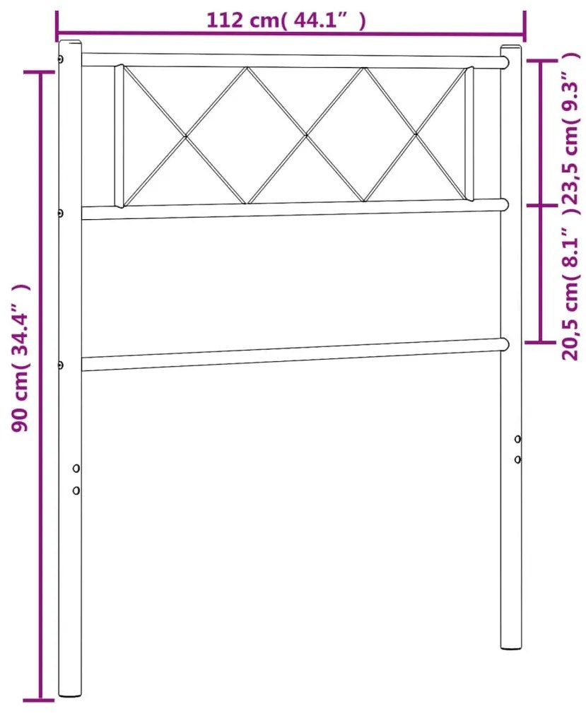 vidaXL Κεφαλάρι Λευκό 107 εκ. Μεταλλικό