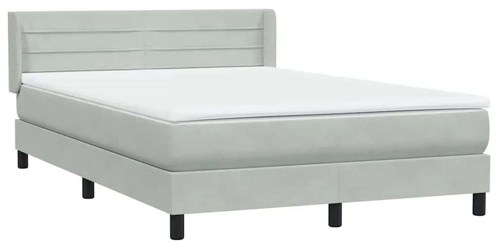 vidaXL Κρεβάτι Boxspring με Στρώμα Ανοιχτό Γκρι 140x210 εκ. Βελούδινο