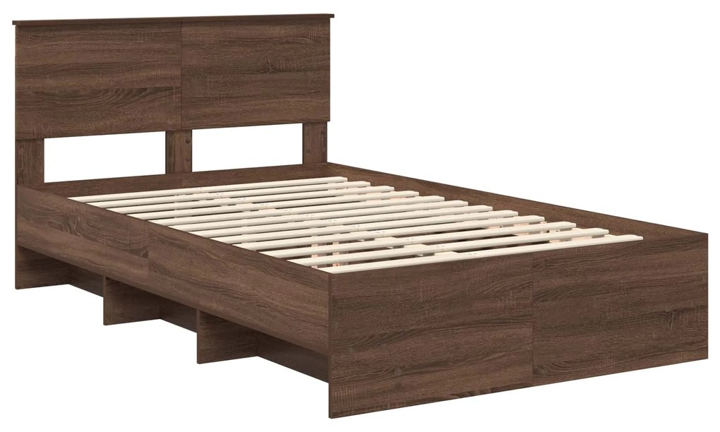 vidaXL Σκελετός Κρεβατιού Καφέ δρυς 120 x 123 εκ. Επεξεργασμένο ξύλο