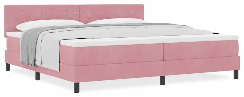 vidaXL Κρεβάτι με Ελατήρια και Στρώμα Ροζ 200 x 200 cm ύφασμα