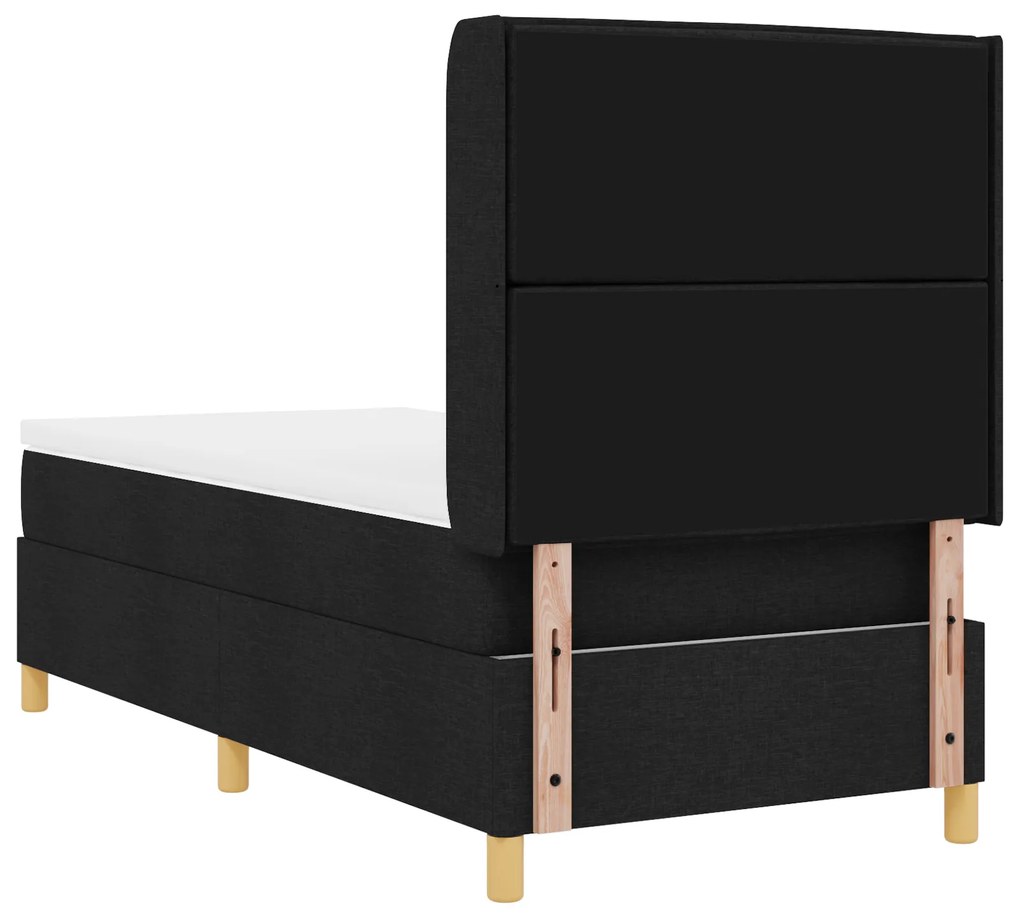 vidaXL Κρεβάτι Box Spring με Στρώμα Μαύρο 100x200 εκ. Ύφασμα