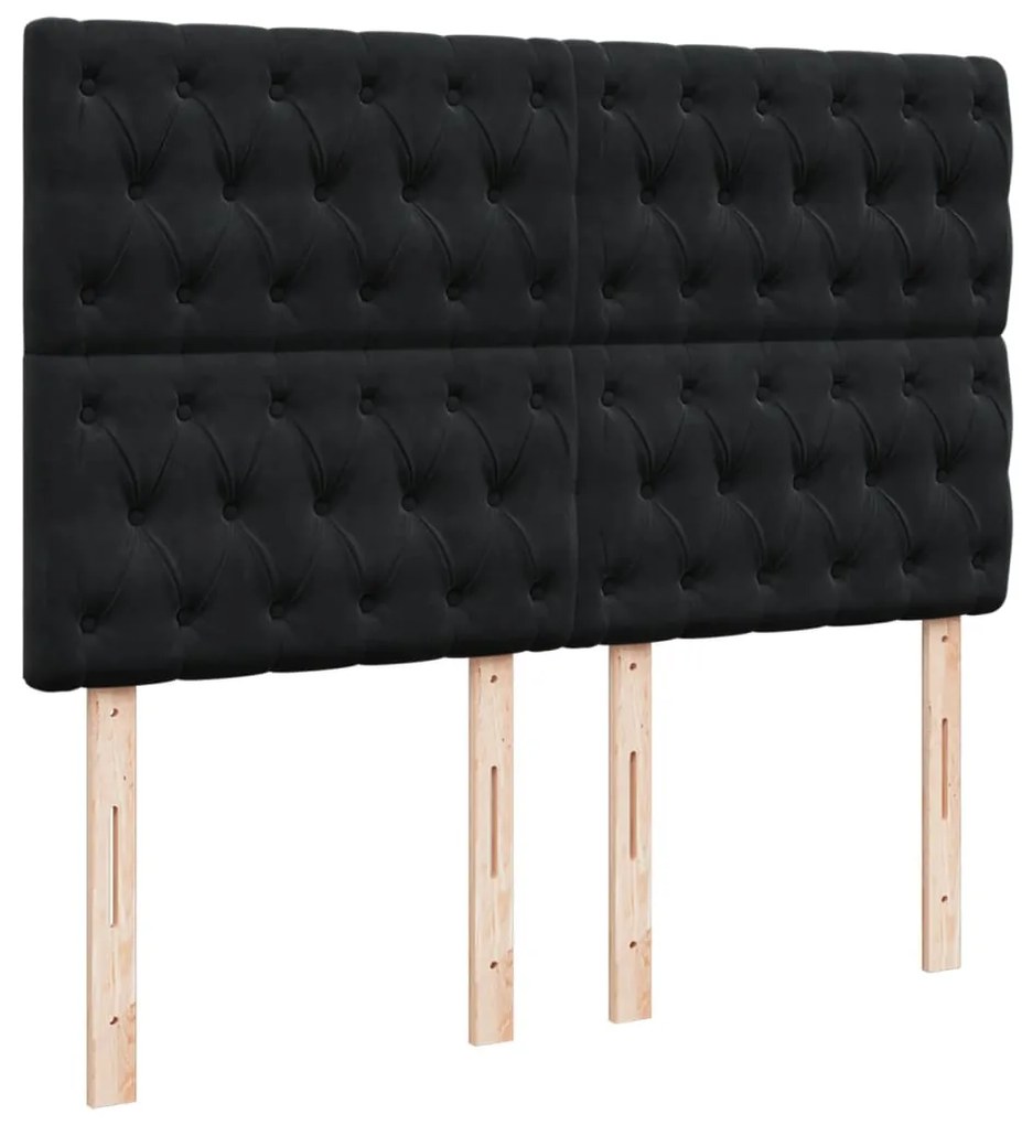 vidaXL Κρεβάτι Boxspring με Στρώμα Μαύρο 160x200 εκ. Βελούδινο