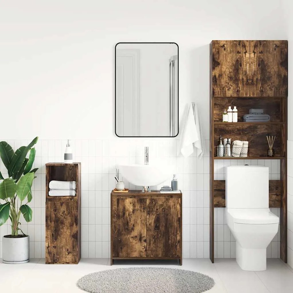 vidaXL Ντουλάπι Μπάνιου Καπνιστή Δρυς 60x33x61 εκ. Επεξεργασμένο Ξύλο