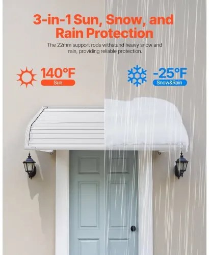 VEVOR Window Awning Door Canopy 40x42 in Aluminum Alloy Front Door Awnings
