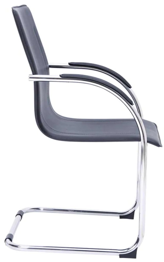 Πολυθρόνα Επισκέπτη Omikron Χρώμιο/PVC Μαύρο 58x63x94cm (Σετ 4 ΤΕΜ)