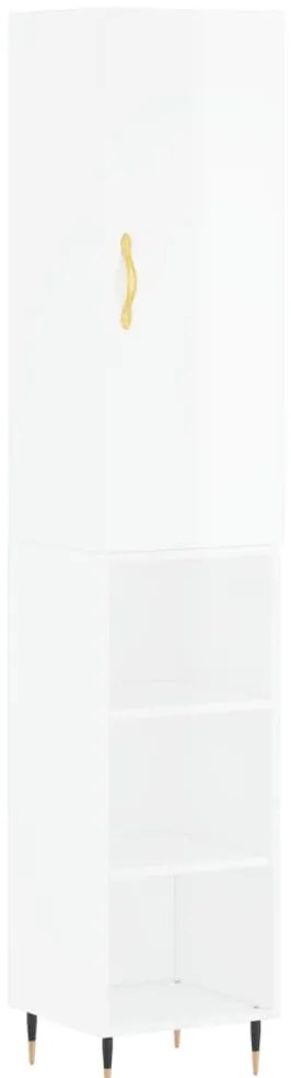 vidaXL Ντουλάπι Γυαλ. Λευκό 34,5 x 34 x 180 εκ. από Επεξεργασμένο Ξύλο