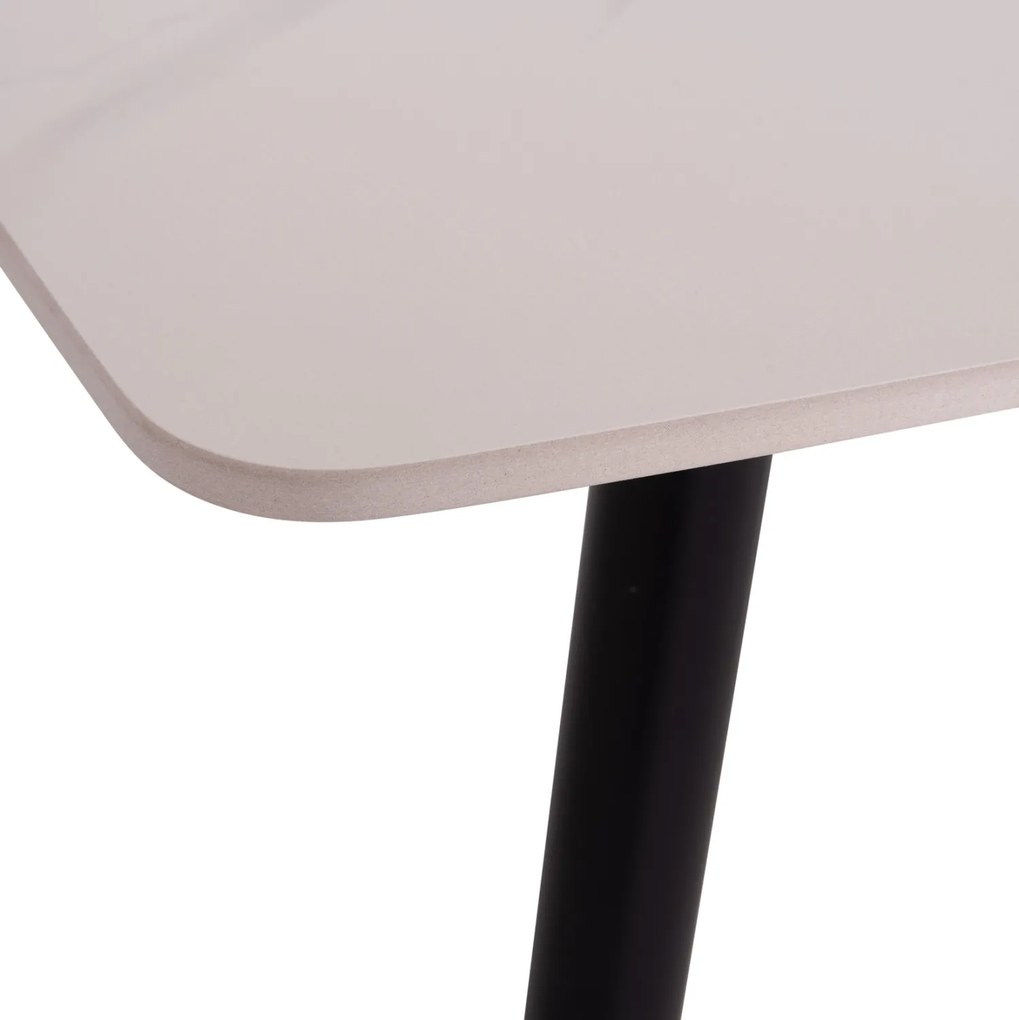 Τραπέζι Rav λευκό μαρμάρου sintered stone-μαύρο μέταλλο 160x90x75