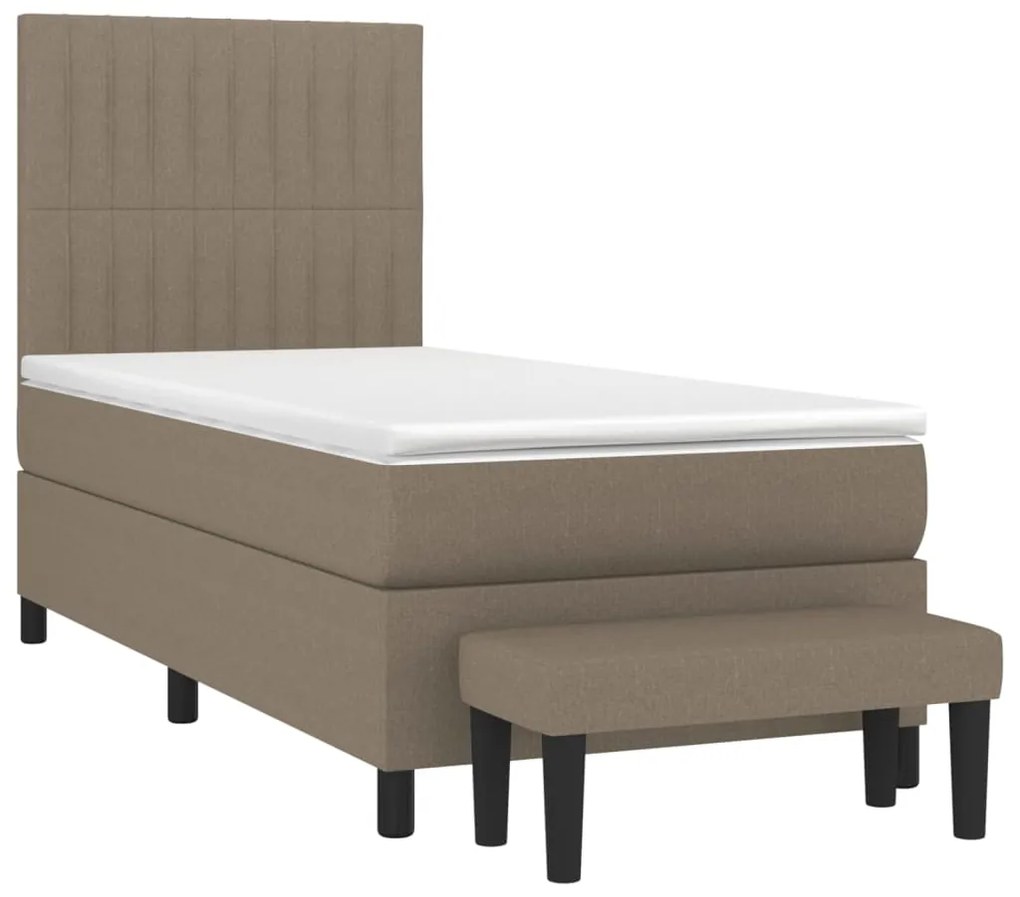 vidaXL Κρεβάτι Boxspring με Στρώμα Taupe 90x190 εκ.Υφασμάτινο