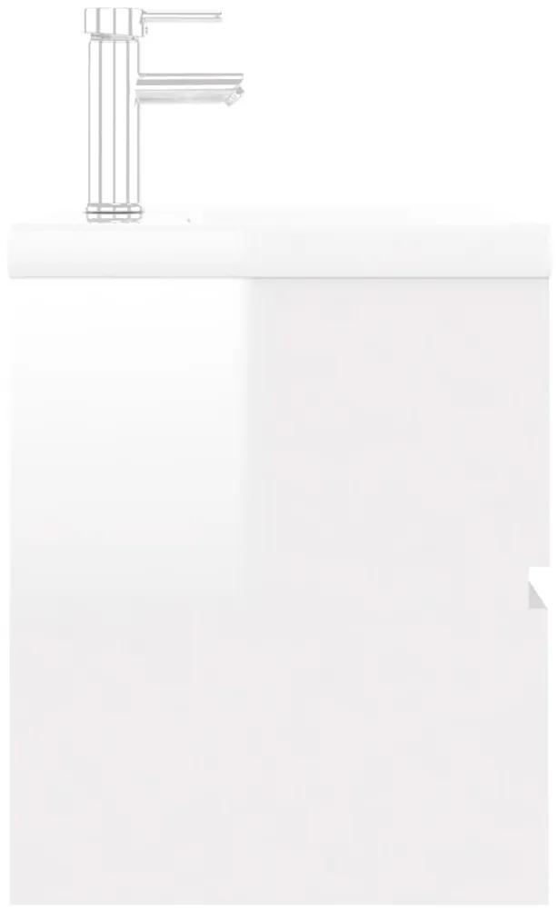 vidaXL Ντουλάπι Μπάνιου με Νιπτήρα Γυαλιστερό Λευκό από Μοριοσανίδα