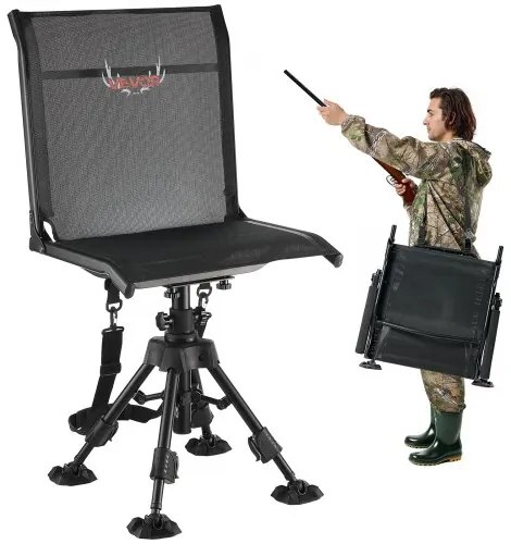 VEVOR Hunting Chair 360° Swivel Silent Folding Blind Chair with Adjustable Legs