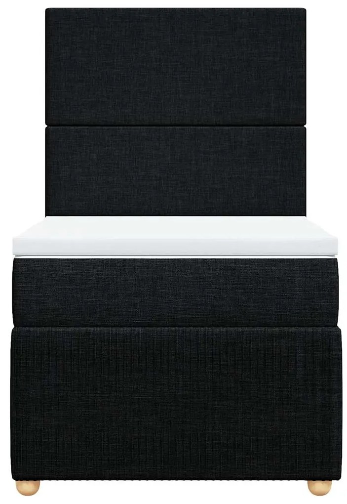 vidaXL Κρεβάτι Boxspring με Στρώμα Μαύρο 90x190 εκ.Υφασμάτινο