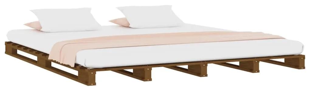 Κρεβάτι Παλέτες Μελί 150x200εκ. Μασίφ Ξύλο Πεύκου - Καφέ
