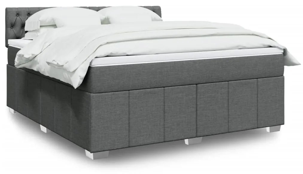 vidaXL Κρεβάτι Boxspring με Στρώμα Σκούρο Γκρι 180x200 εκ Υφασμάτιν