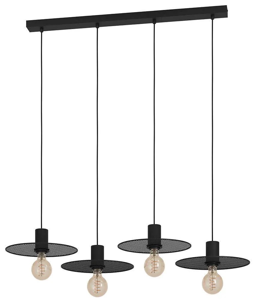 Φωτιστικό Οροφής - Ράγα Ikeston 43732 98x28x110cm 4xΕ27 40W Black Eglo Steel