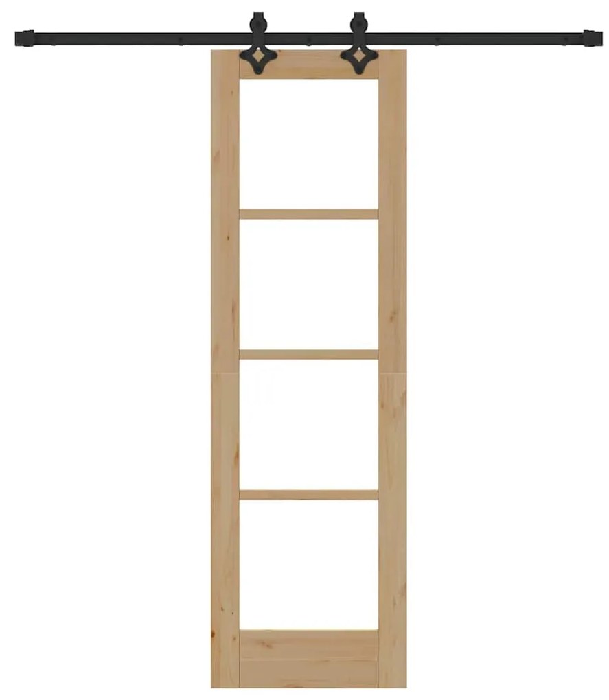 vidaXL Συρόμενη Πόρτα Καφέ 61 x 198.5 εκ. Ξύλο και μέταλλο