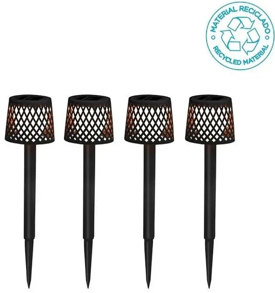 Φωτιστικό Δαπέδου Ηλιακό Gretita LUMGRT039NXSLNW (Σετ 4Τμχ) Φ7x39cm Led 2Lm 3000K Black New Garden