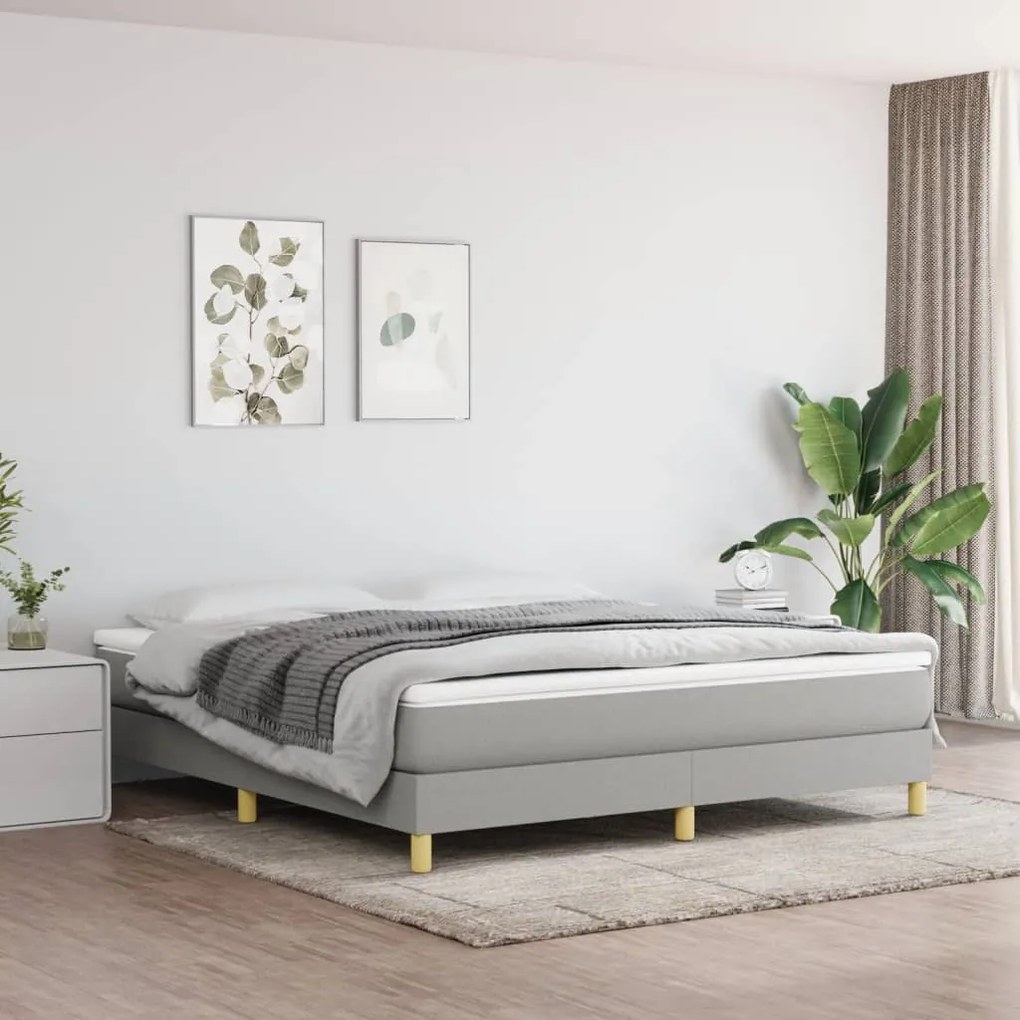 vidaXL Πλαίσιο Κρεβατιού Boxspring Ανοιχτό Γκρι 180x200 εκ. Υφασμάτινο