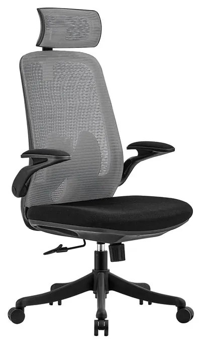 WOODWELL BF3950 Πολυθρόνα Γραφείου Διευθυντή, Mesh Γκρι, Ύφασμα Μαύρο 72x63x113/123cm ΕΟ615,2