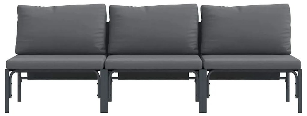 vidaXL Εξωτερικά Έπιπλα 3 pcs Ανθρακί 80 x 80 x 71 cm Ατσάλι