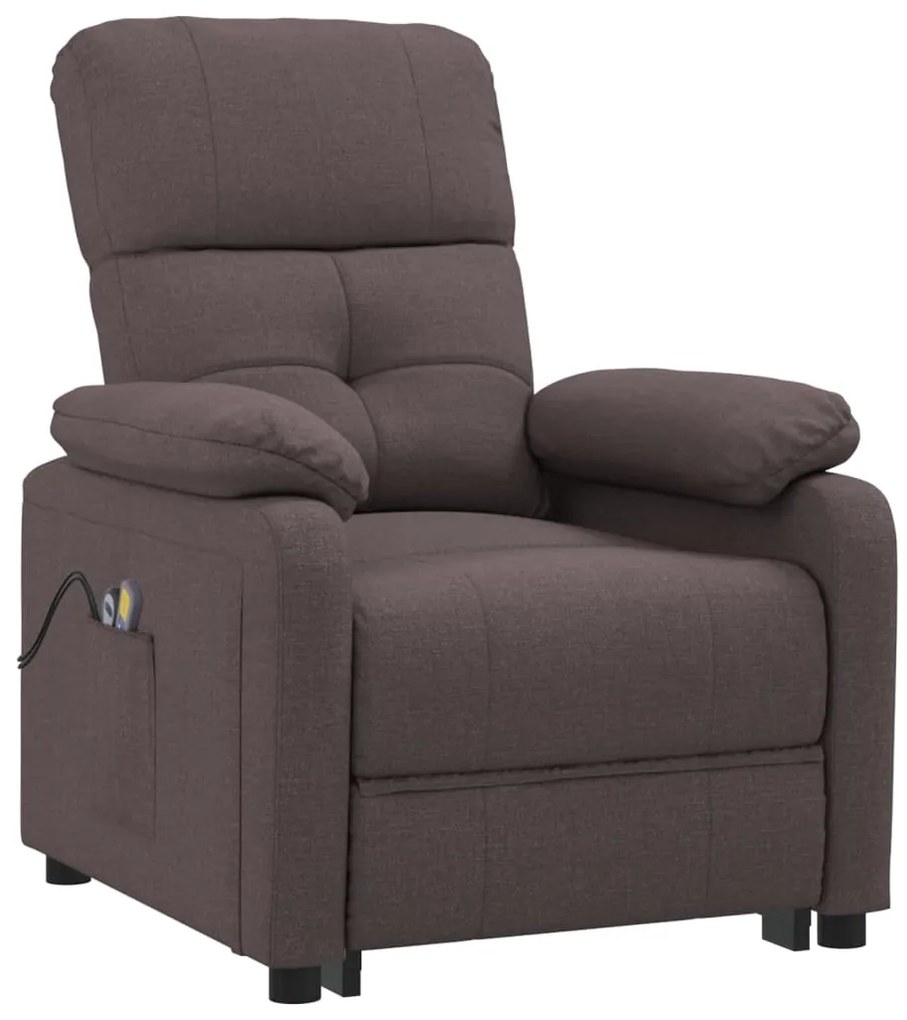 vidaXL Πολυθρόνα Μασάζ με Ανύψωση Σκούρο Καφέ Υφασμάτινη