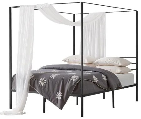 VEVOR Queen Size Canopy Bed Frame Metal Canopy Bed with Four Posters Black
