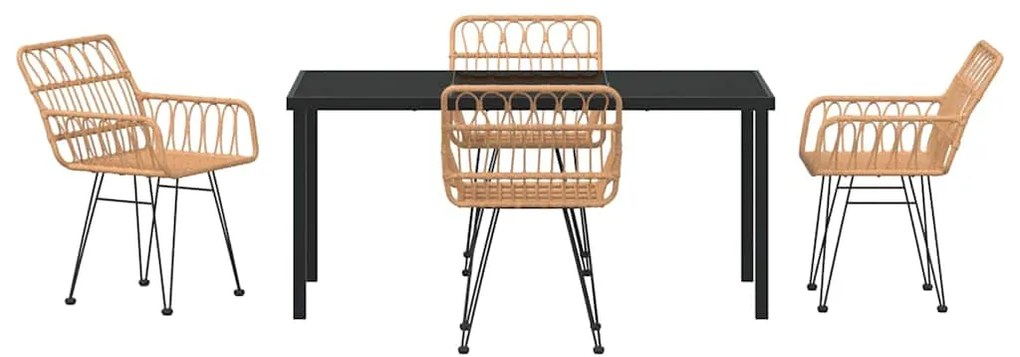 vidaXL Σέτ φαγητού για κήπο 5 pcs Καφέ Πολυ ράταν