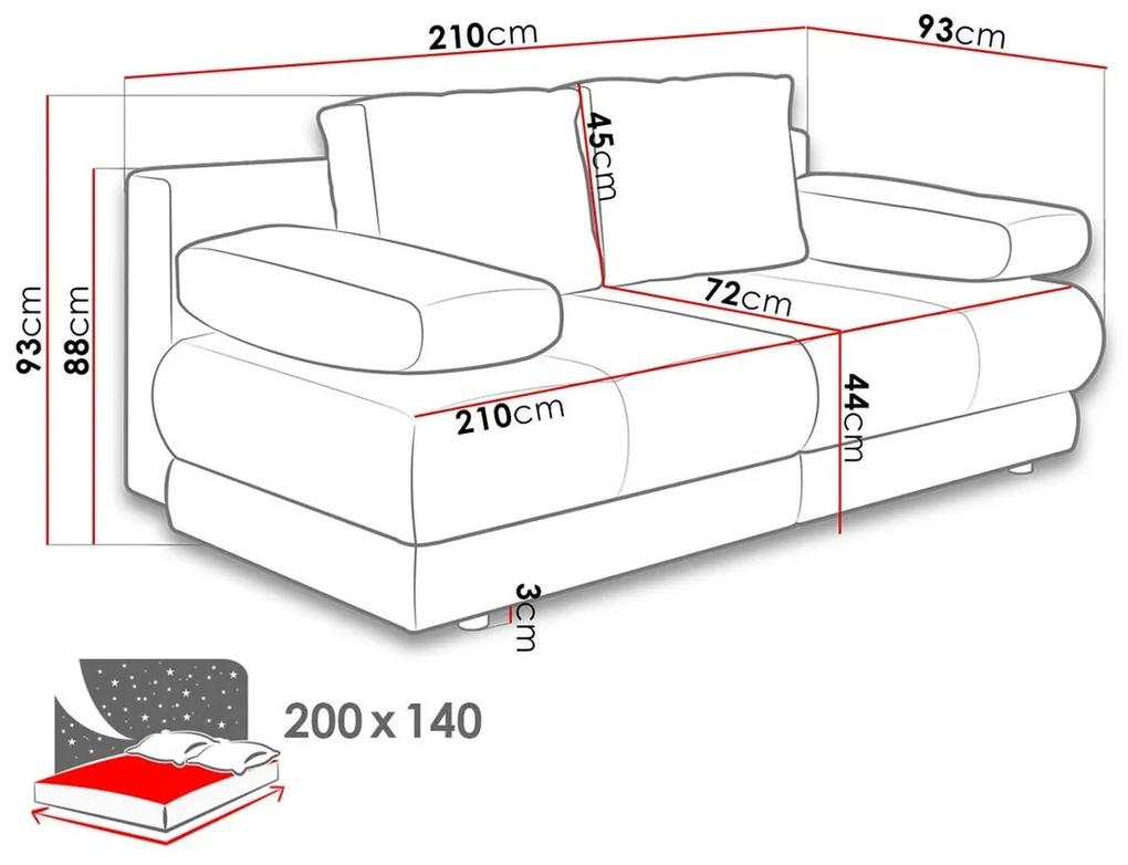 Καναπές κρεβάτι Carlsbad 109, Αριθμός θέσεων: 4, Αποθηκευτικός χώρος, 93x210x93cm, 92 kg, Πόδια: Πλαστική ύλη | Epipla1.gr