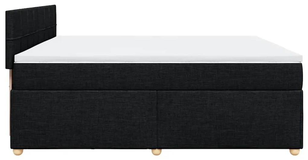 vidaXL Κρεβάτι Boxspring με Στρώμα Μαύρο 200x200 εκ. Υφασμάτινο