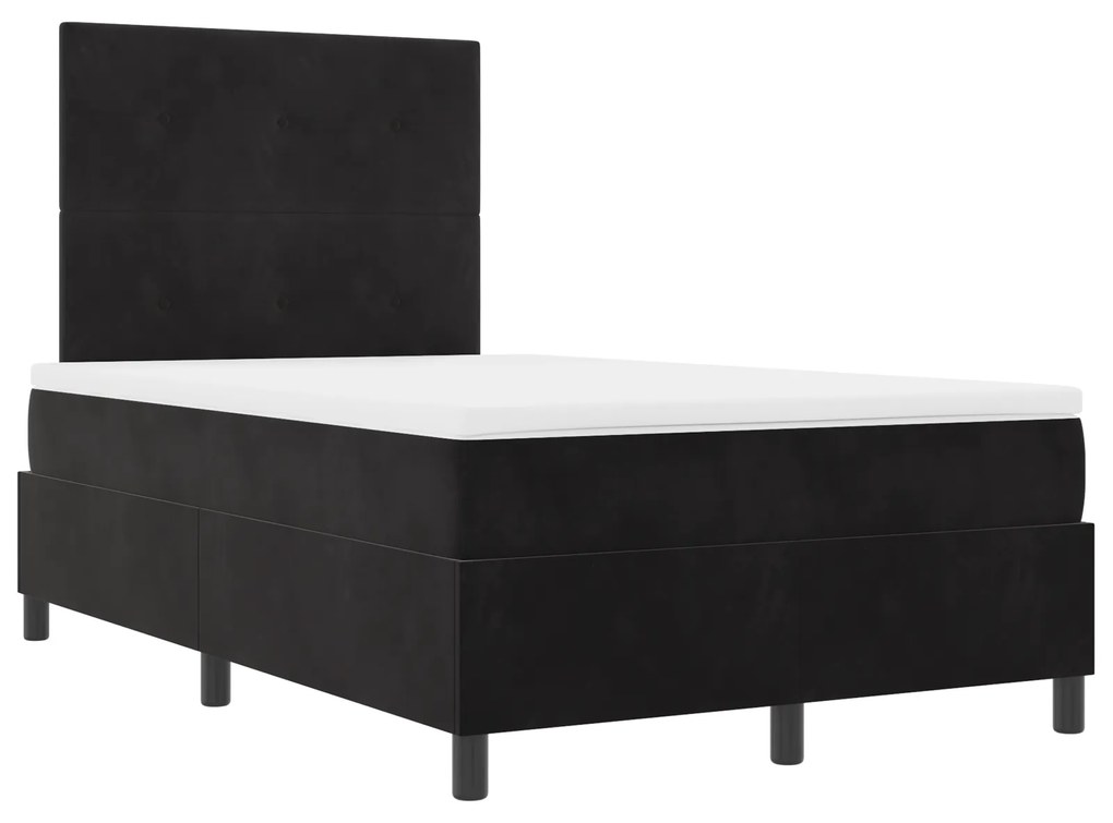 vidaXL Κρεβάτι Box Spring με Στρώμα & LED μαύρο 120x190 εκ. Βελούδο