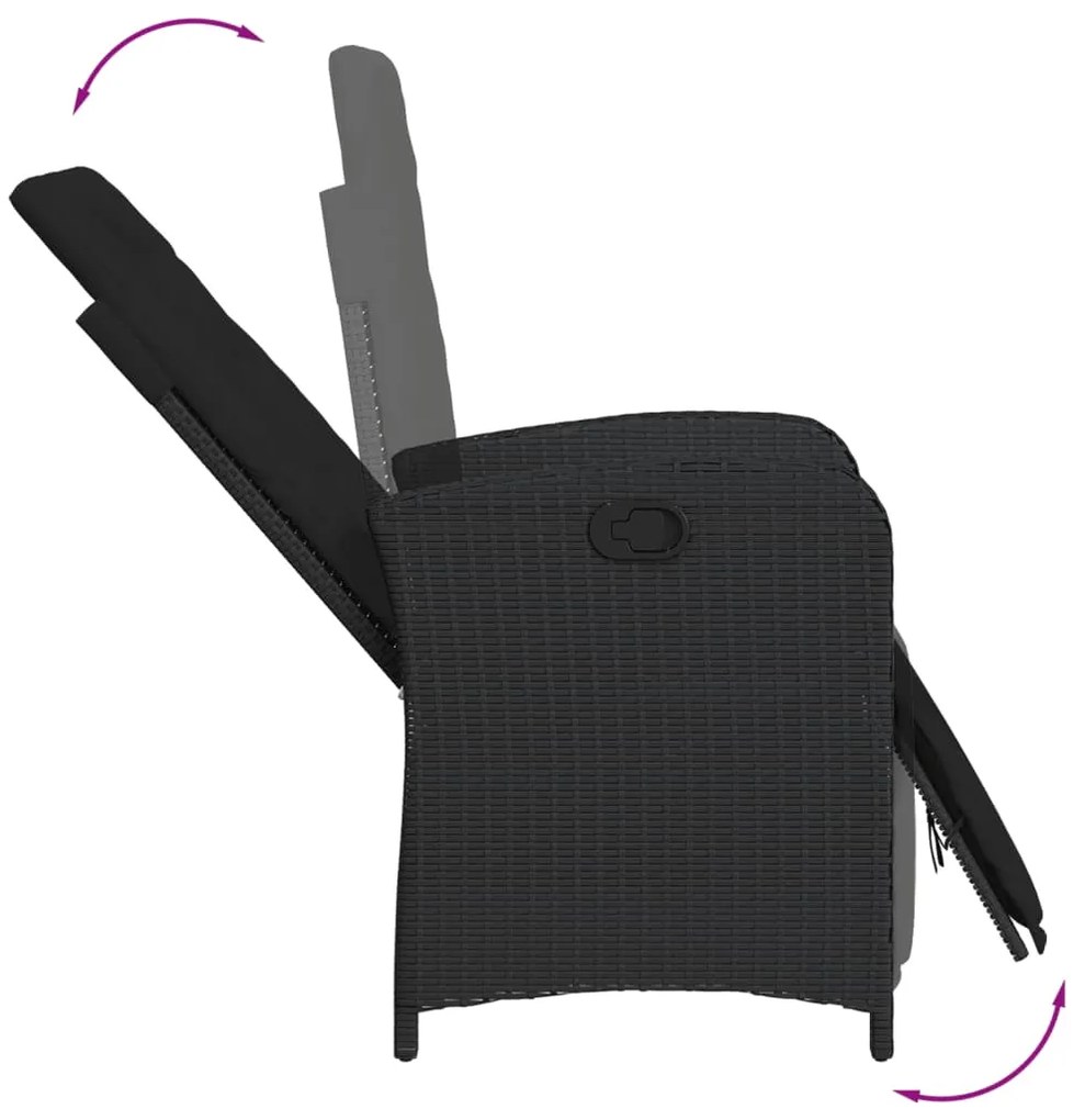 vidaXL Σετ Τραπεζαρίας Κήπου 5 Τεμαχίων Μαύρο Συνθ. Ρατάν με Μαξιλάρια