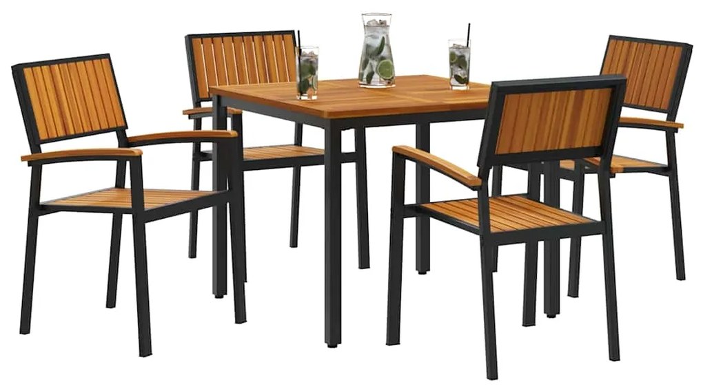 vidaXL Σέτ φαγητού για κήπο 5 pcs Μαύρο και καφέ 90 x 90 x 75 cm