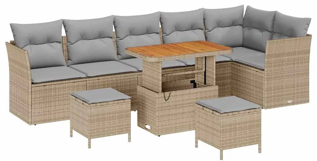 vidaXL Σετ Καναπέ Κήπου 9 pcs Μπεζ συνθετικό ρατάν