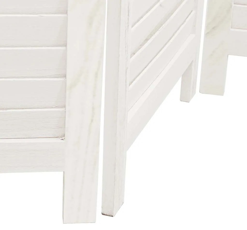 vidaXL Διαχωριστικό Χώρου με 3 Πάνελ Λευκό από Μασίφ Ξύλο Παυλώνιας