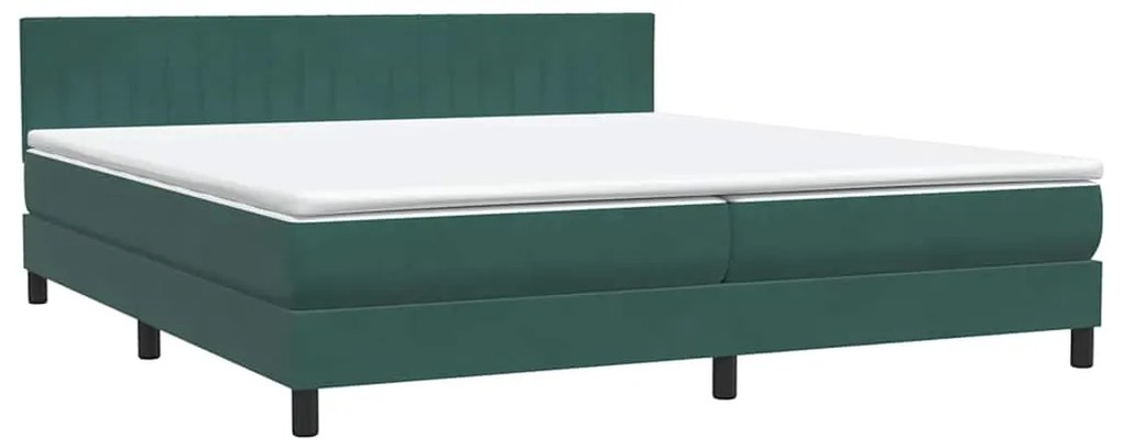 vidaXL Κρεβάτι Boxspring με Στρώμα Σκούρο Πράσινο 200x210εκ. Βελούδινο
