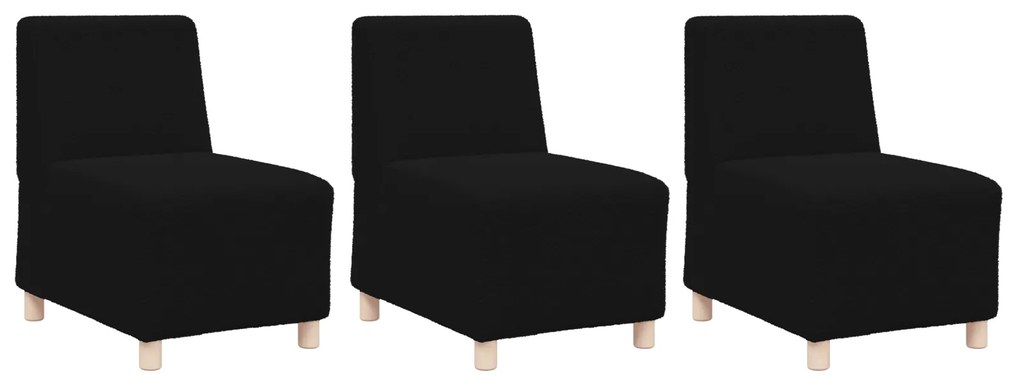 vidaXL Καθίσμα Σαλονιού 3 pcs Μαύρο 55 x 74 x 82 εκ. Βελούδο