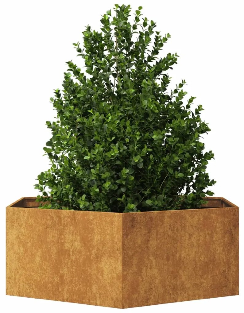 vidaXL Ζαρντινιέρα Κήπου Εξάγωνη 138x120x45 εκ. Χάλυβας καιρού