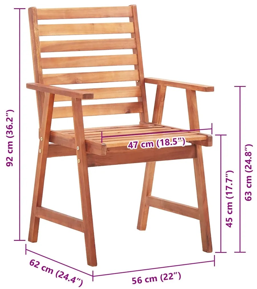 vidaXL Καρέκλες Τραπεζαρίας Εξ. Χώρου 8 τεμ. Ξύλο Ακακίας με Μαξιλάρια