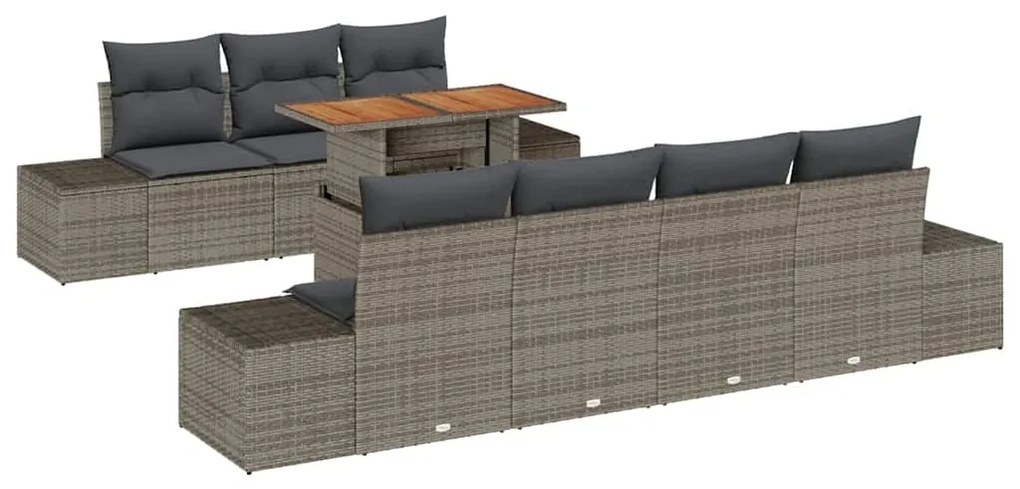 vidaXL Σέτ φαγητού για κήπο 8 pcs Γκρι, Καφέ 100 x 55 x 73 εκ