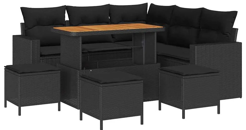 vidaXL Σετ Καναπέ Κήπου 9 pcs Μαύρο συνθετικό ρατάν