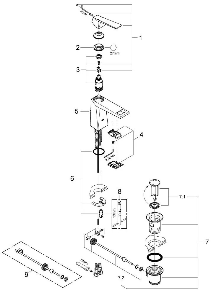 Μπαταρία νιπτήρος Grohe Allure Brilliant-Ashmi Mat