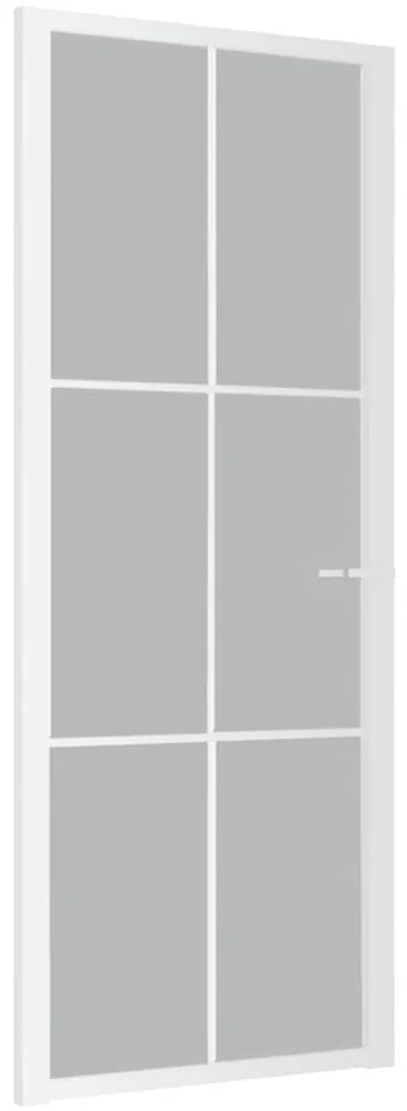 vidaXL Εσωτερική Πόρτα 83x201,5 εκ. Λευκό Ματ Γυαλί και Αλουμίνιο