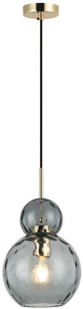 Φωτιστικό Κρεμαστό Μονόφωτο 1xE27 D180x H1500mm Μέταλλο Χρυσαφί-Γυαλί Φιμέ Viokef Firenze 4294400